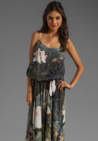 Camilla Bat Shoestring Strap Maxi Dress in Craving A Patch Of Green - Lyst