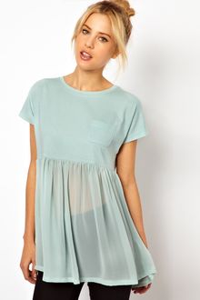 ASOS Collection T-shirt with Pocket and Woven Hem - Lyst
