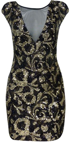 Jane Norman Swirl Sequin Mesh Dress - Lyst