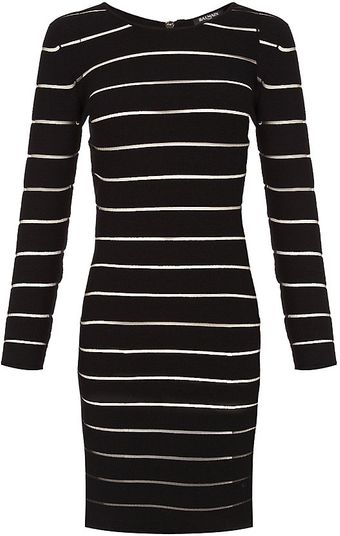 Balmain Sheer Stripe Mini Dress - Lyst