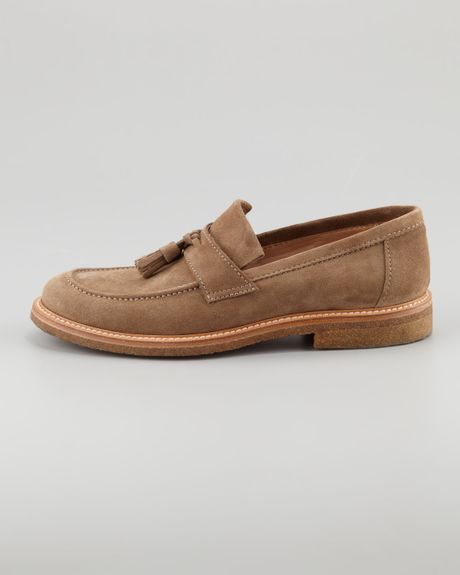 mens brown suede tassel loafers brunello cucinelli suede tassel loafer in brown for mens brown suede tassel loafers brunello cucinelli suede tassel loafer in brown for