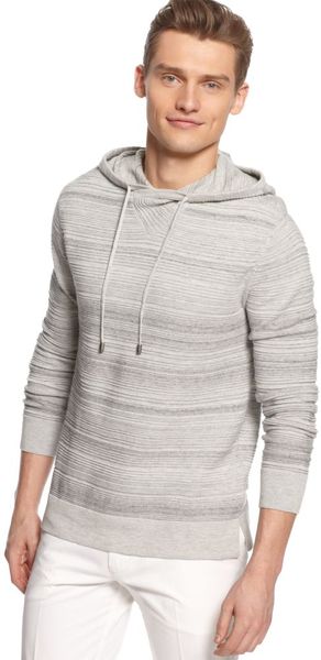 Calvin Klein Striped Linen Blend Slub Hoodie - Lyst