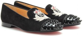Christian Louboutin Suede Intern Slipperstyle Loafers with Studs - Lyst