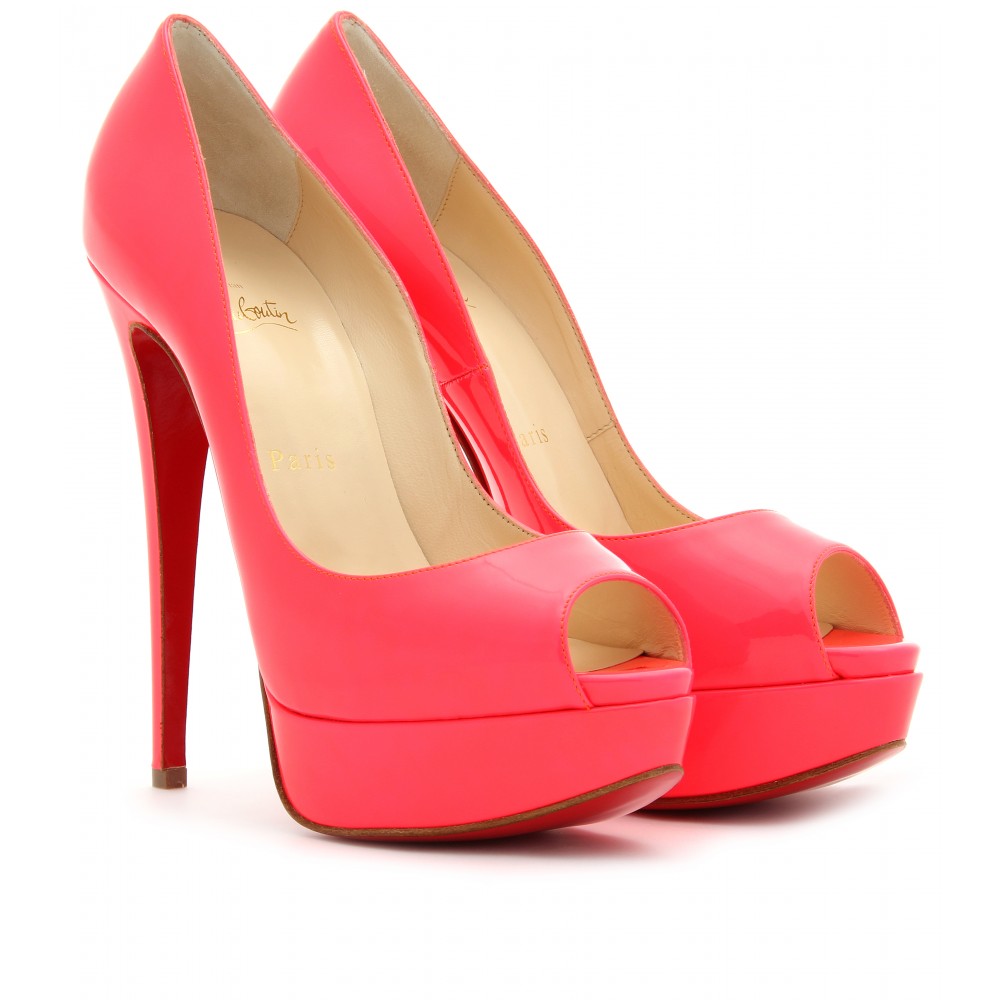 Shoeniverse: CHRISTIAN LOUBOUTIN Neon Pink Lady Peep 150 Platform