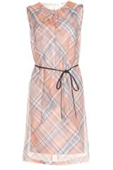 Dries Van Noten Danica Plaid Dress with Sheer Chiffon Overlay