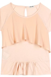 Miu Miu Jersey Top with Crepe Trim - Lyst