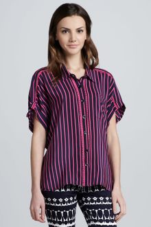 Nanette Lepore Striped Button-Down Blouse - Lyst