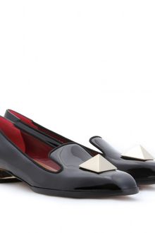 Valentino Rockstud Slipper Style Patent Leather Loafers - Lyst