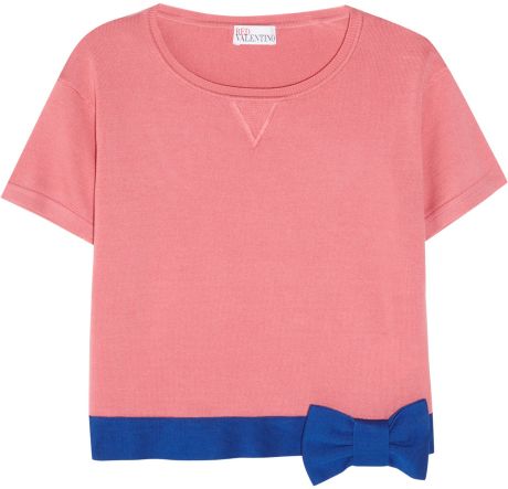 Red Valentino Cropped Cotton Sweater in Pink (rose) - Lyst