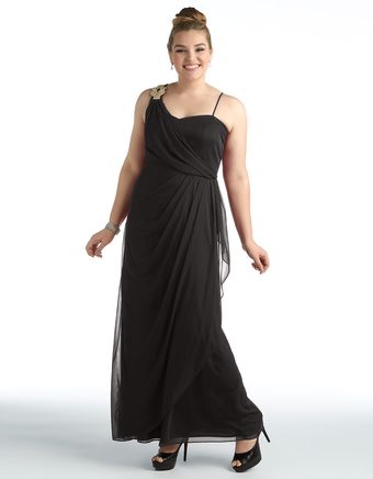 Xscape Plussize Jewel Accent Draped Gown - Lyst