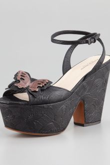 Bottega Veneta Butterflyembossed Ankle Wrap Platform Wedge Sandal - Lyst