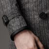 Burberry Midlength Herringbone Trench Coat with Leather Trim in Gray for Men (nickel) - Lyst