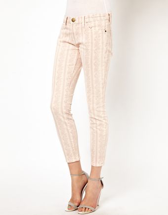 Current/Elliott Floral Striped Skinny Jeans - Lyst