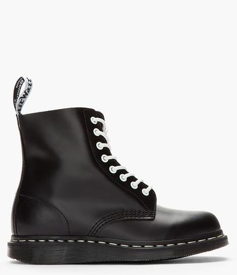 Dr. Martens Black White Buffed Leather 8eye Pascal Boots - Lyst