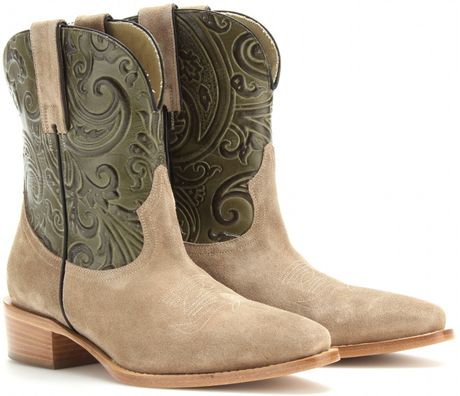suede beige cowboy boots