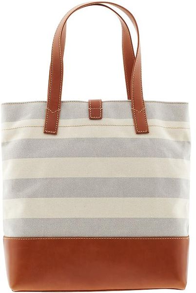 Fossil Austin Striped Canvas Tote in Brown (stripe)