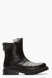Gareth Pugh Paneled Leather Cutout Biker Boots - Lyst
