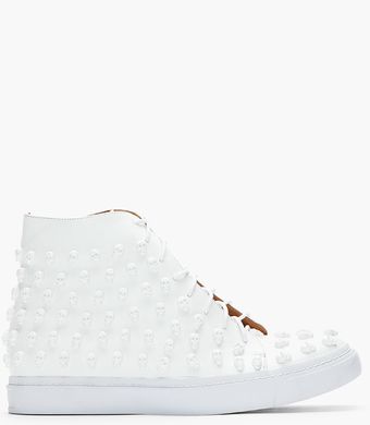 Jeffrey Campbell White Skullstudded Sk8rman Sneakers - Lyst