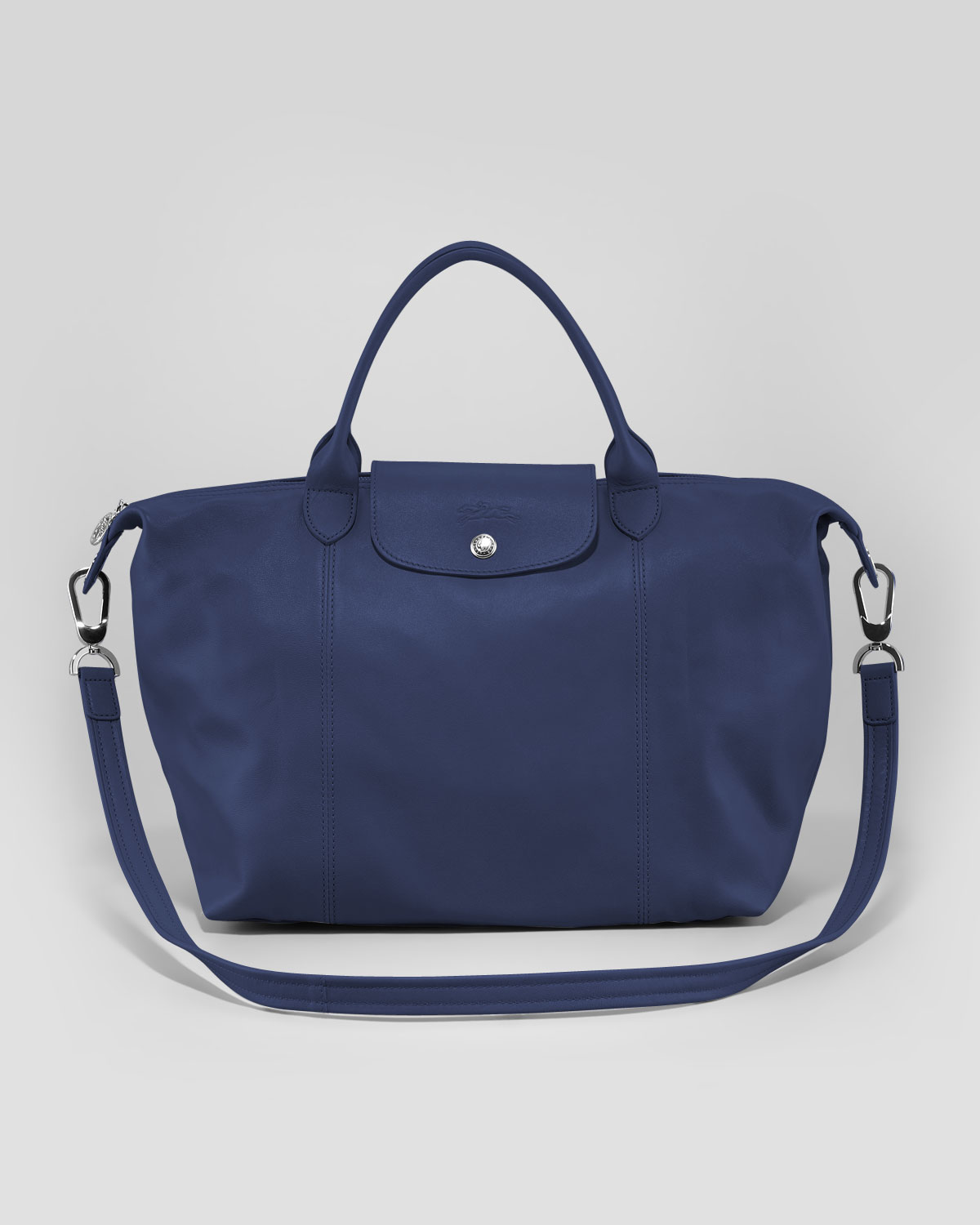 Longchamp Le Pliage Cuir Medium Tote Bag in Blue (navy) | Lyst