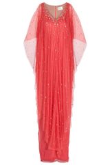 Marchesa Silk Chiffon Embellished Kaftan