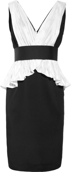 Notte By Marchesa Silkcrepe and Plissé Taffeta Dress - Lyst