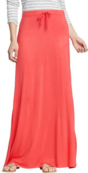 Old Navy Drawstring Jerseymaxi Skirts in Red (coral tropics) | Lyst