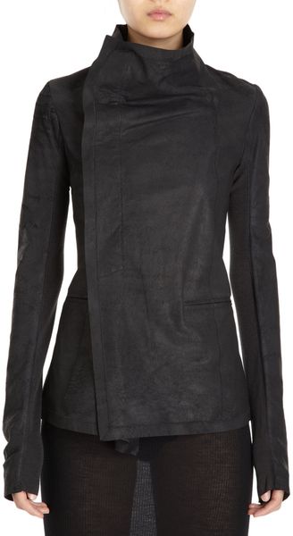 Rick Owens Leather Asymmetrical Jacket - Lyst