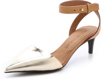 See By Chloé Metallic Point Toe Pumps - Lyst