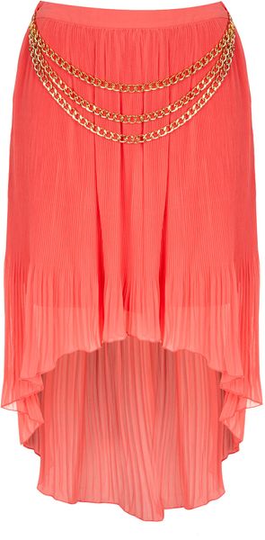 Topshop Pleated Chain Skirt By Rare - Lyst