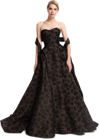 Zac Posen Attached Sash Novelty Ball Gown - Lyst