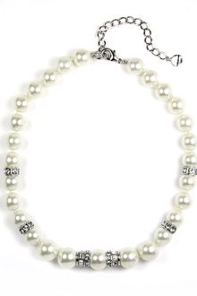 Givenchy White Glass Crystal Pearl Necklace with Crystal Accents - Lyst