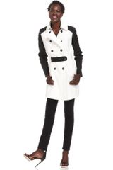 DKNY Doublebreasted Belted Colorblock Trench