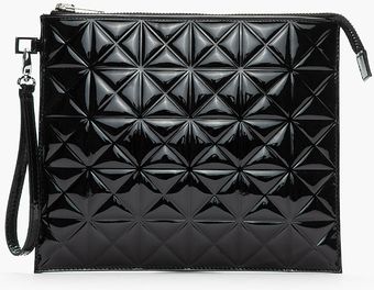 Gareth Pugh Patent Black Leather Quilted Zipper Pouch - Lyst
