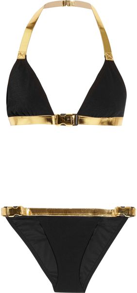Michael Kors Speed Clip Metallictrimmed Triangle Bikini - Lyst