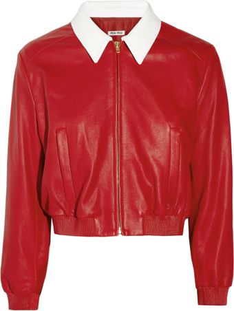 Miu Miu Leather Bomber Jacket - Lyst