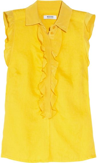 Moschino Cheap & Chic Ruffled Linen and Silk Shirt - Lyst