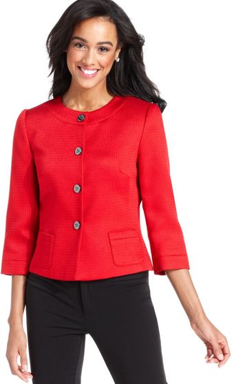 Tahari Three-quarter sleeve Collarless - Lyst