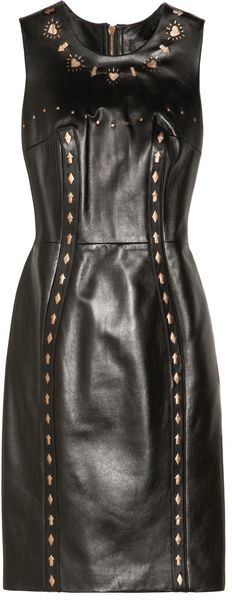 Versace Cutout Leather Dress - Lyst