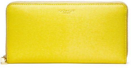 Coach Saffiano Leather Accordion Zip Wallet in Yellow (b4honeybee)