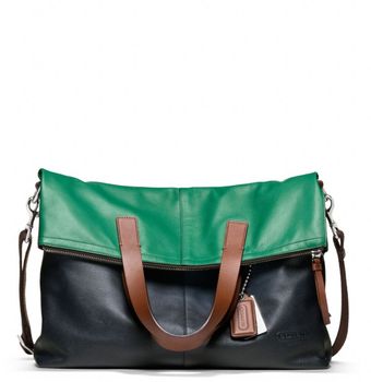 Coach Thompson Lthr Colorblock Foldover Tote - Lyst