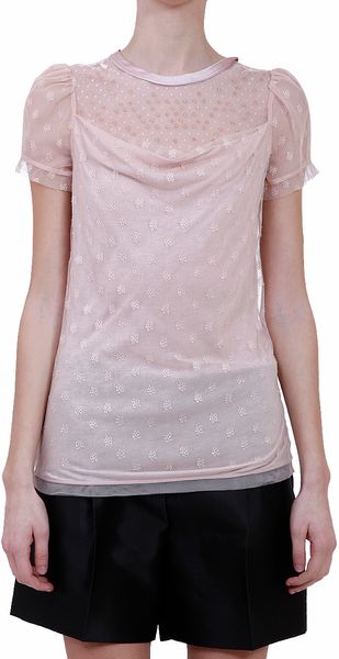 Valentino Tulle Embroidered Blouse - Lyst