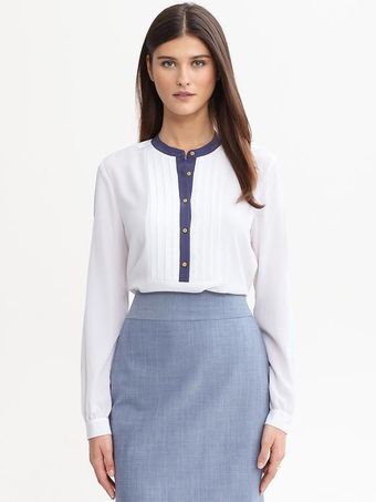 Banana Republic Silk Colorblock Placket Blouse - Lyst