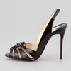 Christian Louboutin Corsetica Patent Leatherpvc Slingback Red Sole Sandal in Black - Lyst
