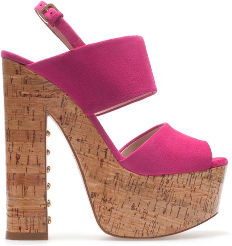 Zara Cork Sandal in Pink (fuschia) - Lyst