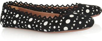 Alaïa Lasercut Suede Ballet Flats - Lyst