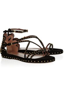 Alaïa Studded Suede Sandals - Lyst