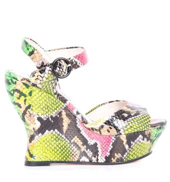 Alice + Olivia Jana Embossed Leather Flash Snake Wedge - Lyst