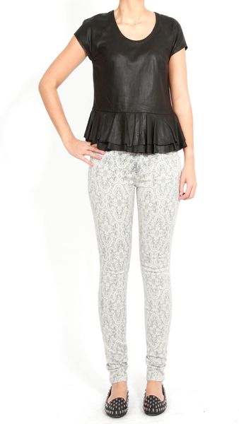 Current/Elliott The Ankle Skinny Jean in Light Grey Antique - Lyst
