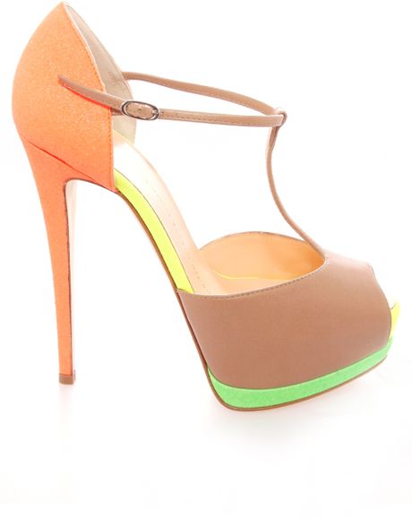 neon square toe heels