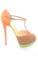 Giuseppe Zanotti Neon Contrast T Strap Heels